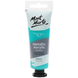 Metallic Acrylic Paint Premium 50ml (1.7 US fl.oz) Tube - Phthalo Green - Mont Marte