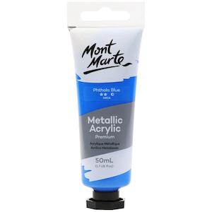 Metallic Acrylic Paint Premium 50ml (1.7 US fl.oz) Tube - Phthalo Blue - Mont Marte