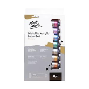 Metallic Acrylic Paint Intro Set 8pcs x 18ml (0.6oz) - Mont Marte