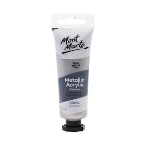 Mont Marte Metallic Acrylic Paint Tube Premium 50ml (1.7oz) - Silver