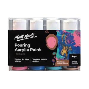 Mont Marte Pouring Acrylic Paint Set Premium 4pcs x 60ml (2oz) - Flamingo