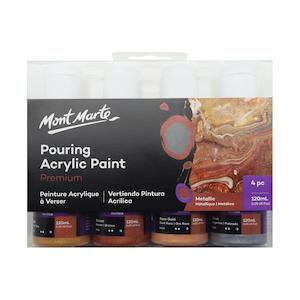 Mont Marte Pouring Acrylic Paint Set Premium 120ml 4pcs - Metallic