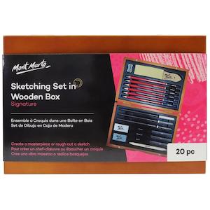 Sketching Set in Wooden Box 20pc - Mont Marte