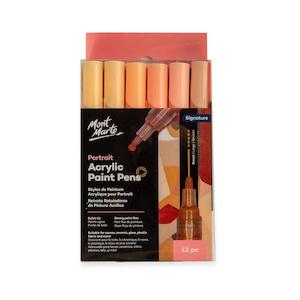 Portrait Acrylic Paint Pens Broad Tip 12pc - Mont Marte