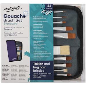 Gouache Brush Set Signature Wallet 11pc - Mont Marte