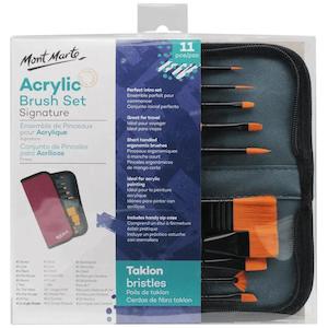 Art Brushes: Acrylic Taklon Brush Set Wallet Signature 11pc - Mont Marte