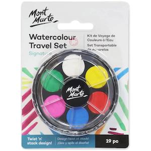 Paints Mediums: Paint Set - Watercolour Travel Disc 18pc - Mont Marte