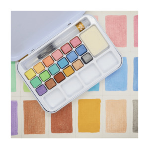 Watercolor Paints: Premium Metallic Watercolour Cake Set in Tin 21pc