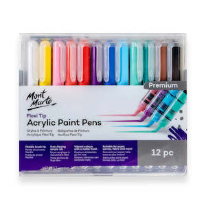 Flexi Tip Acrylic Paint Pens Premium 12pc - Mont Marte