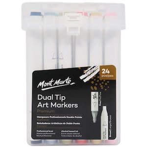 Art And Craft: Dual Tip Art Markers in Case Premium 24pc - Mont Marte