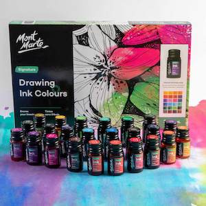 Art And Craft: Drawing Ink Colours Signature 24pc x 7ml (0.24 US fl.oz) - Mont Marte