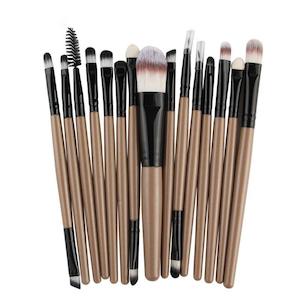 Professional 15 Pcs Cosmetic Makeup Brush Set - Black & Lite Coffee