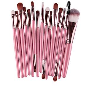 Professional 15 Pcs Cosmetic Makeup Brush Set - Rose Gold & Pink