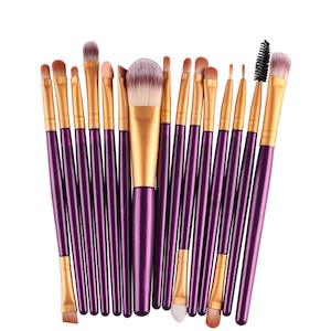 Professional 15 Pcs Cosmetic Makeup Brush Set - Purple