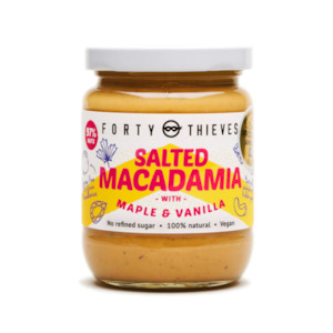 Grocery: Forty Thieves Salted Macadamia with Maple & Vanilla