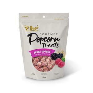 Dr Bugs Berry Sorbet Gourmet Popcorn Treats - BBD 2/2/25