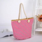 Ladies large striped summer beach bag Red stripe