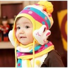 Kids Hat, Baby Children Rabbit Knit Beanies with Scarf - 4 Colours Available