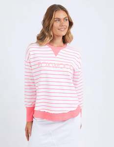 Top: Simplified Crew - Neon Pink Stripe