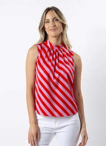 Tops: Jenna Top - Pink & Red Stripe