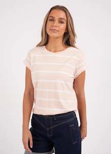 Tops: Manly Stripe Tee - Barely Pink