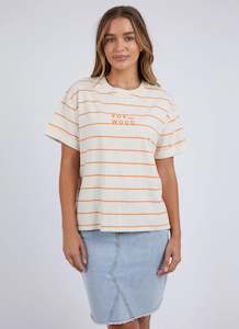 Tops: Huntleigh Stripe Tee - Orange & Vintage White Stripe