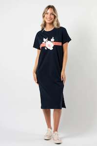 Maxie T-shirt Dress Navy Rose