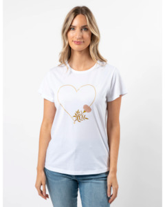 T-Shirt White Fiore with Gold Heart