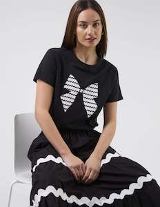 Tops: Ace Tee - Black with White Bow