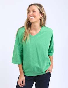 Tops: Mazie Vee Neck - Green Briar