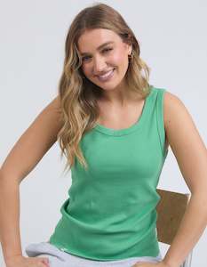 Rib Crew Tank - Green Briar