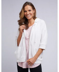 Tops: Beachy  Zip Hoodie / White