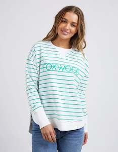 Tops: Simplified Crew / Green Stripe