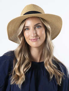 Stella Gemma: Paper Hat - Natural with Black Bow