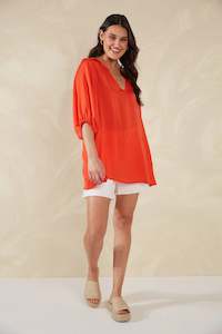 Size 18 Plus: Portofino Relaxed Top / Aperol /One Size