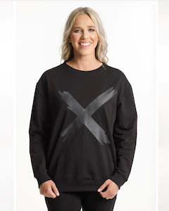 Classic Crew - Black with Matte Black X Print