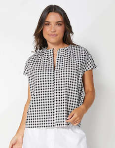 Martina Top - Black & White Gingham