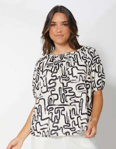 Zavia Blouse - Black Squiggle