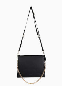 Large Compartments Bag - Black / Leather