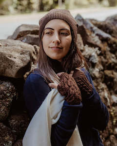 Lina Fingerless Gloves - Coffee