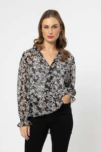 Gala Twist Shirt - Mono Floral Chiffon