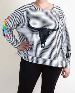 Montana Steer Print Sweat / Black Stripe