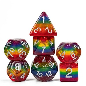 RPG Dice | Glitter Rainbow Pride | Set of 7