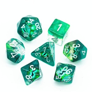 RPG Dice | "Forest Dragon's Eye" | Set of 7