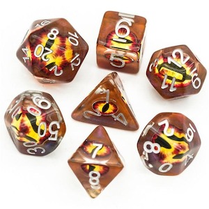 RPG Dice | "Fire Dragon's Eye" | Set of 7