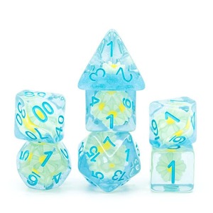 RPG Dice | "Suspended Daisy" Light Blue | Set of 7