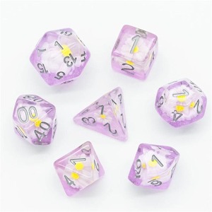 RPG Dice | "Suspended Daisy" Purple (Silver Ink) | Set of 7