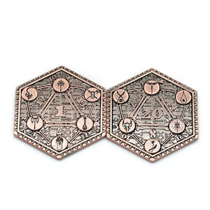 d2 | Metal d20 Coin | "Classes" Copper