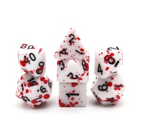 RPG Dice | "Blood Splatter" (Dark) | Set of 7