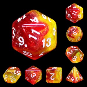 RPG Dice | "Volcano" | Set of 7